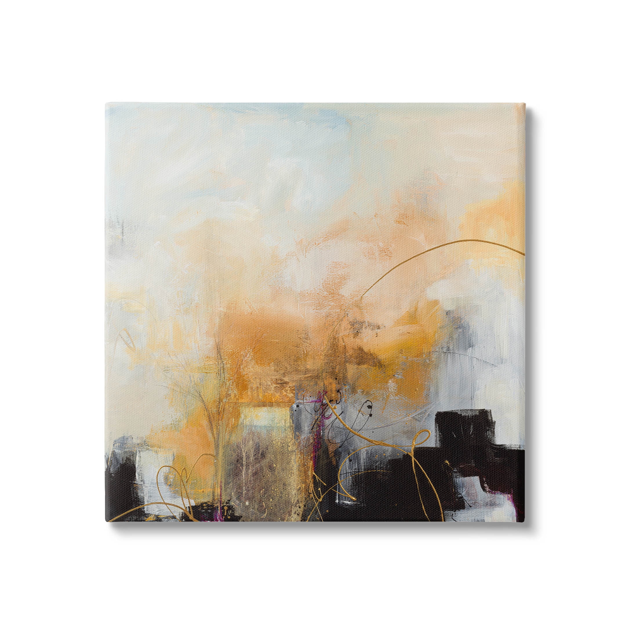 Stupell Industries Bold Yellow Blocked Shapes Painting Gallery Wrapped Canvas Print Wall Art, Design by Ruth Fromstein