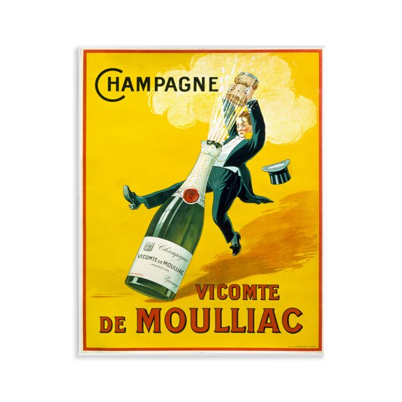 Stupell Industries Bold Yellow Champagne Poster Advertisements Painting Unframed Art Print Wall Art, 11 x 14