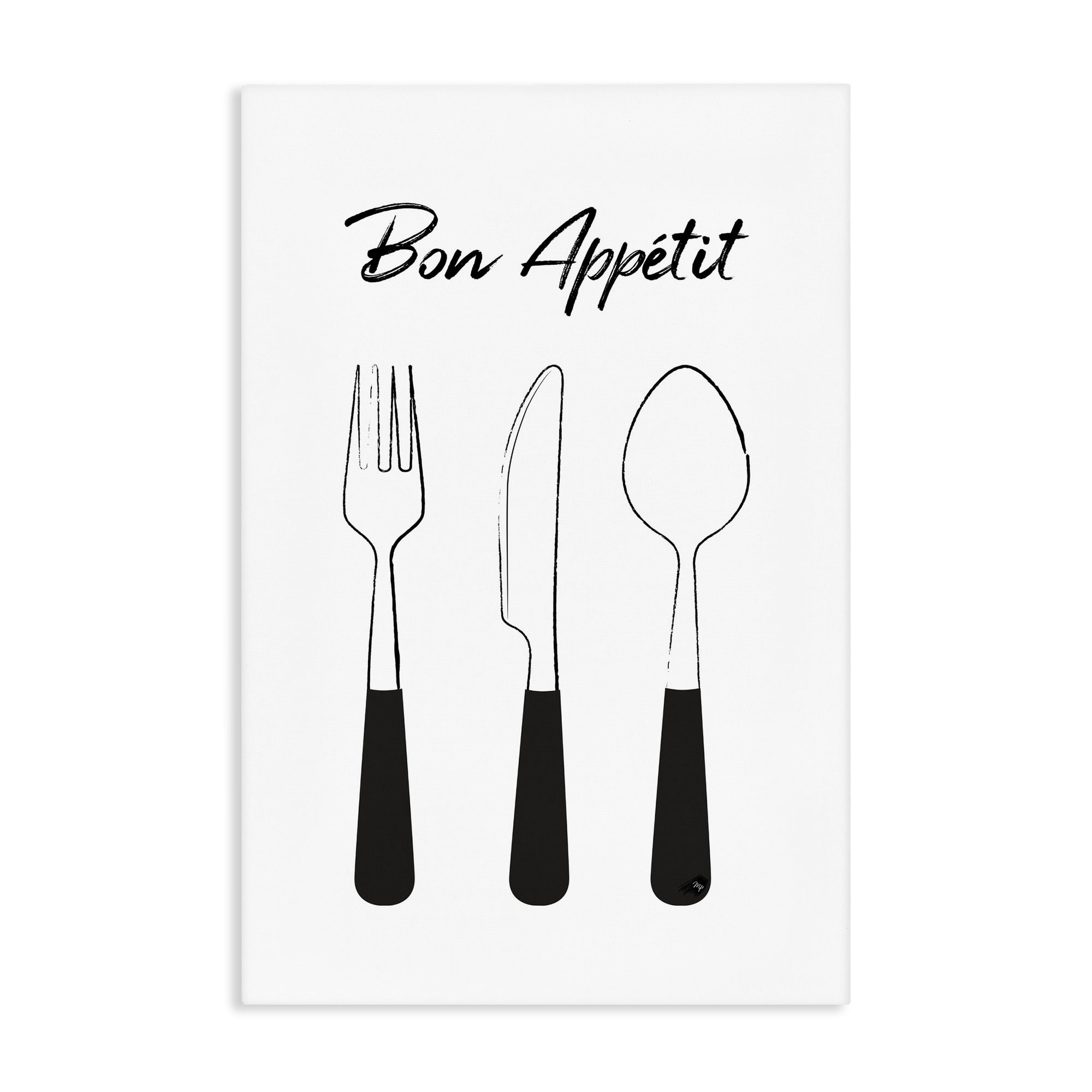Stupell Industries Bon Appetit Fork Knife Spoon Canvas Wall Art, design by Martina Pavlova