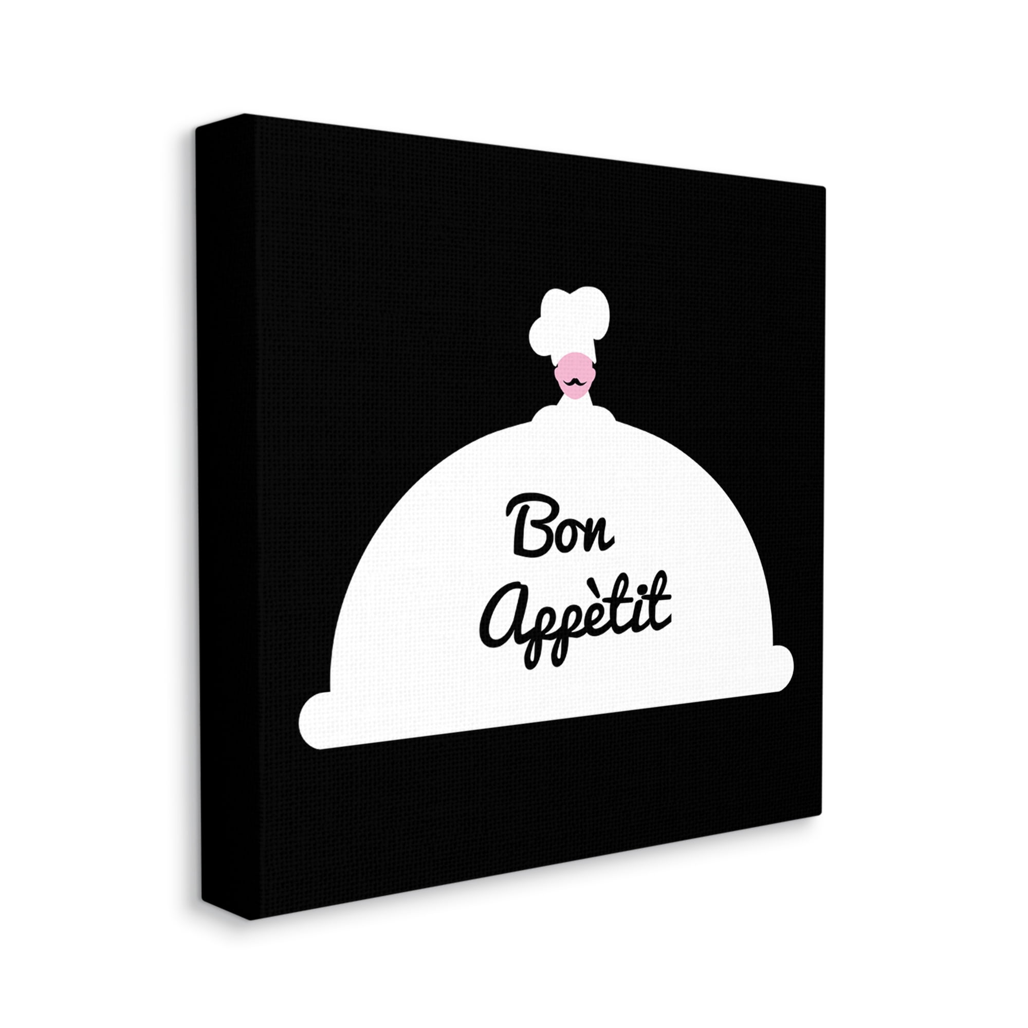 Stupell Industries Bon Appetit Phrase Mustache Chef Modern Design Food & Beverage Painting Gallery Wrapped Canvas Print Wall Art, 30 x 30