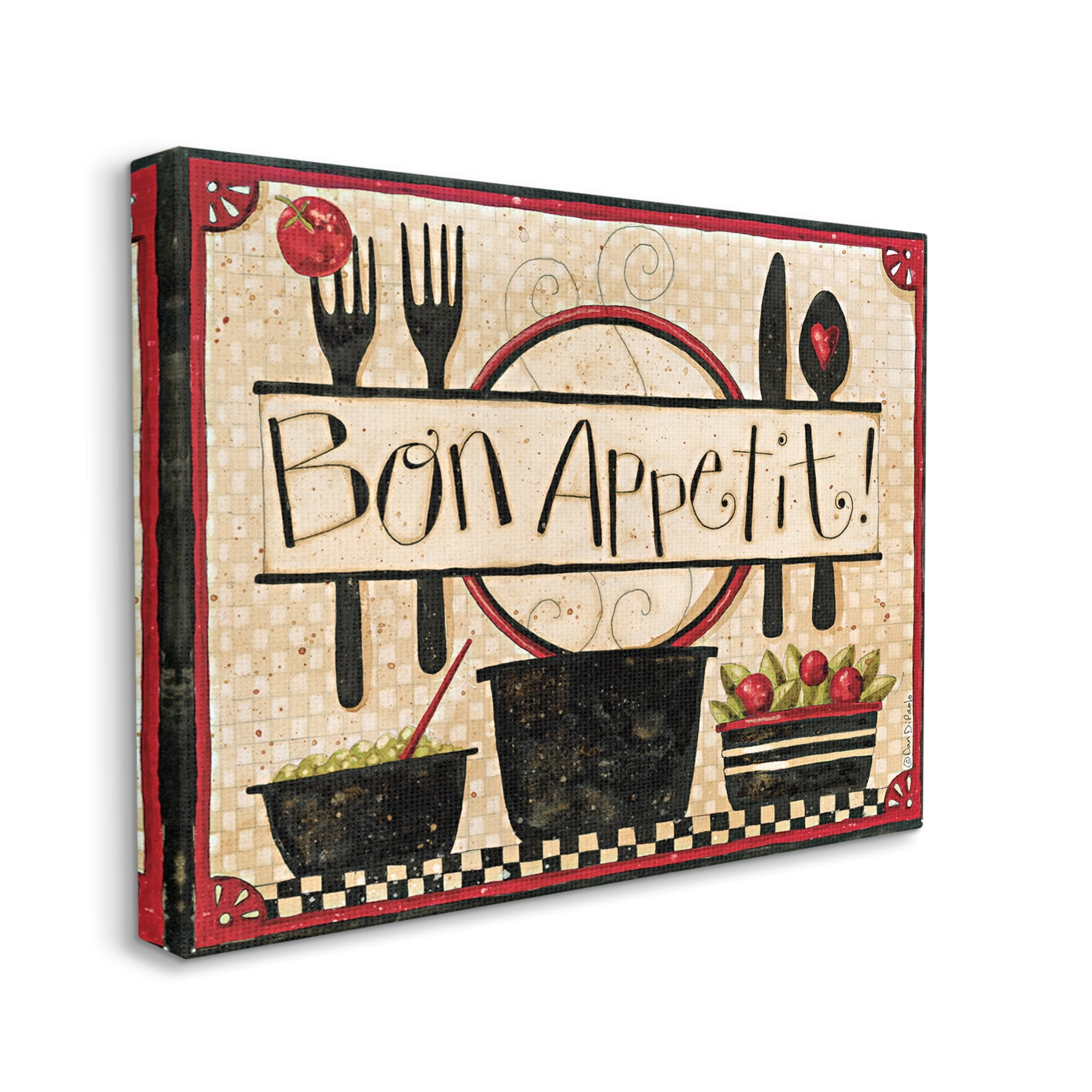 Bon Appetit Vintage Kitchen Canvas Wall Art, 24 x 30