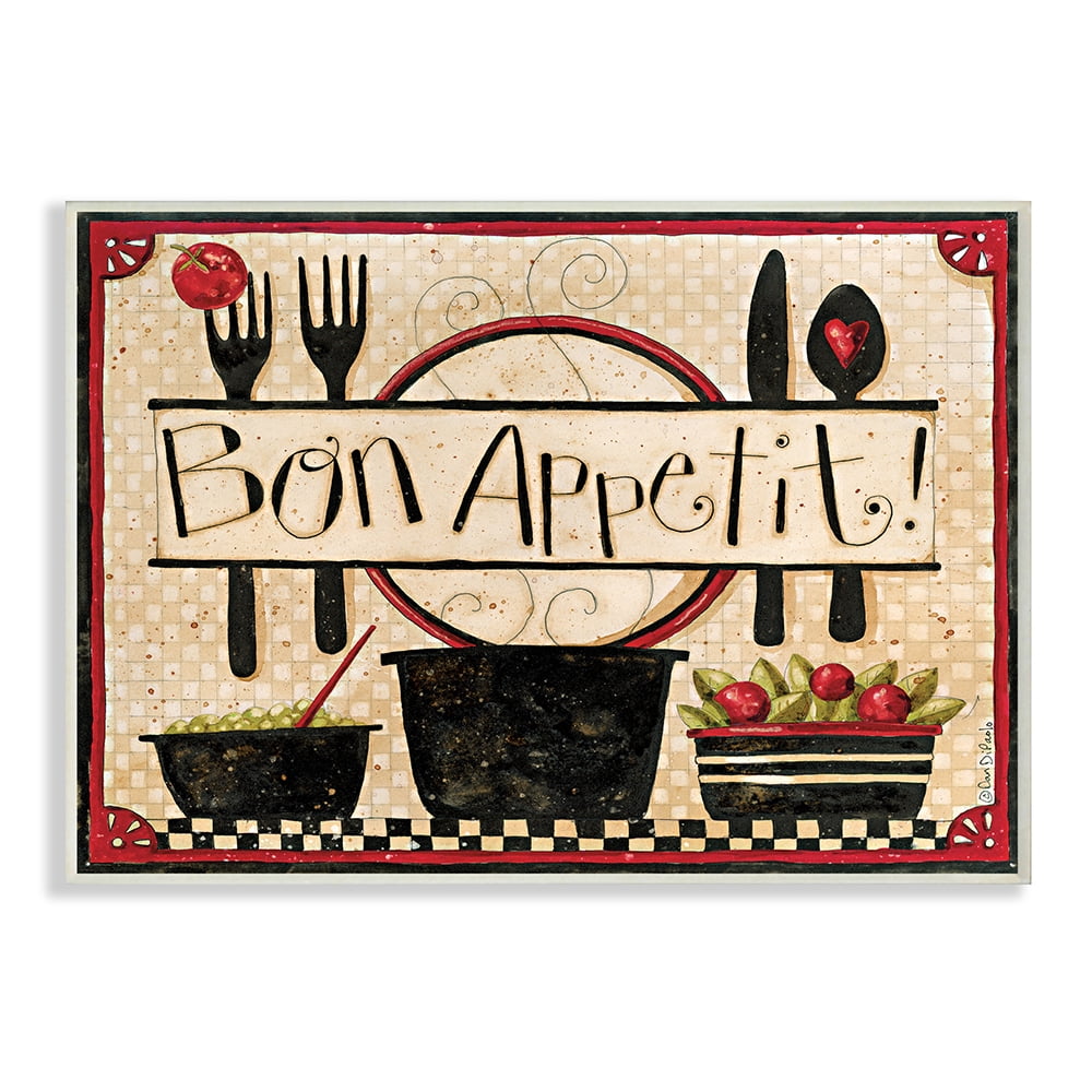 Bon Appetit Vintage Kitchen Cooking Charm Wood Wall Art
