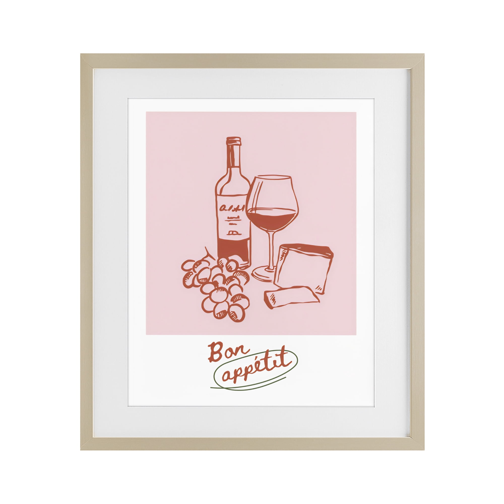 Stupell Industries Bon Appetit Wine & Grapes Birch Framed Print Under Glass, design by The Prints Vibe