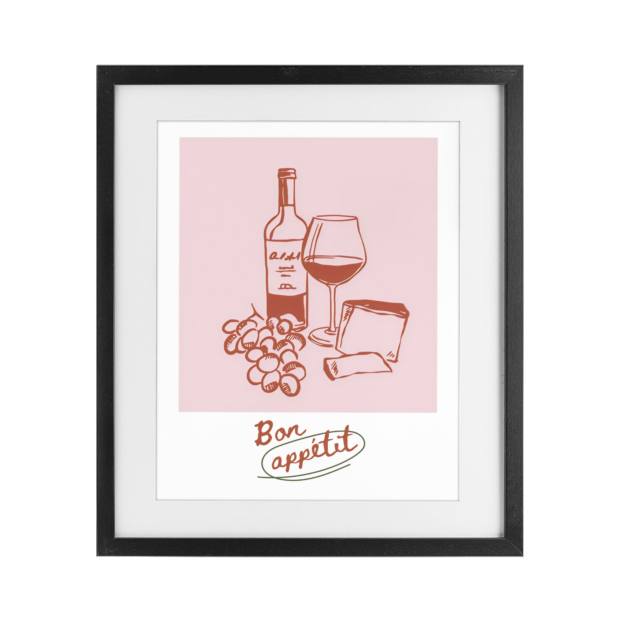 Stupell Industries Bon Appetit Wine & Grapes Black Framed Print Under Glass, design by The Prints Vibe