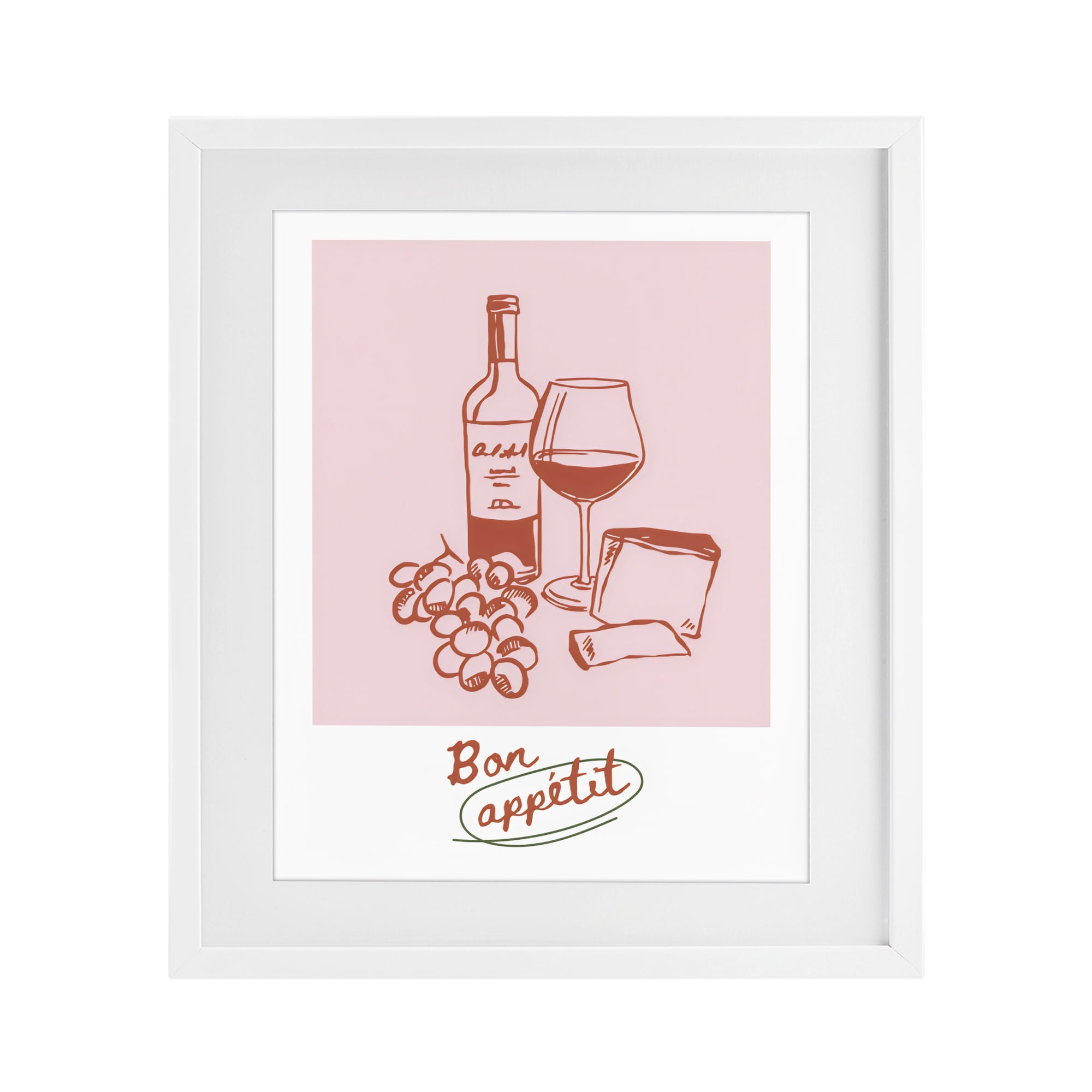 Stupell Industries Bon Appetit Wine & Grapes White Framed Print Under Glass, design by The Prints Vibe