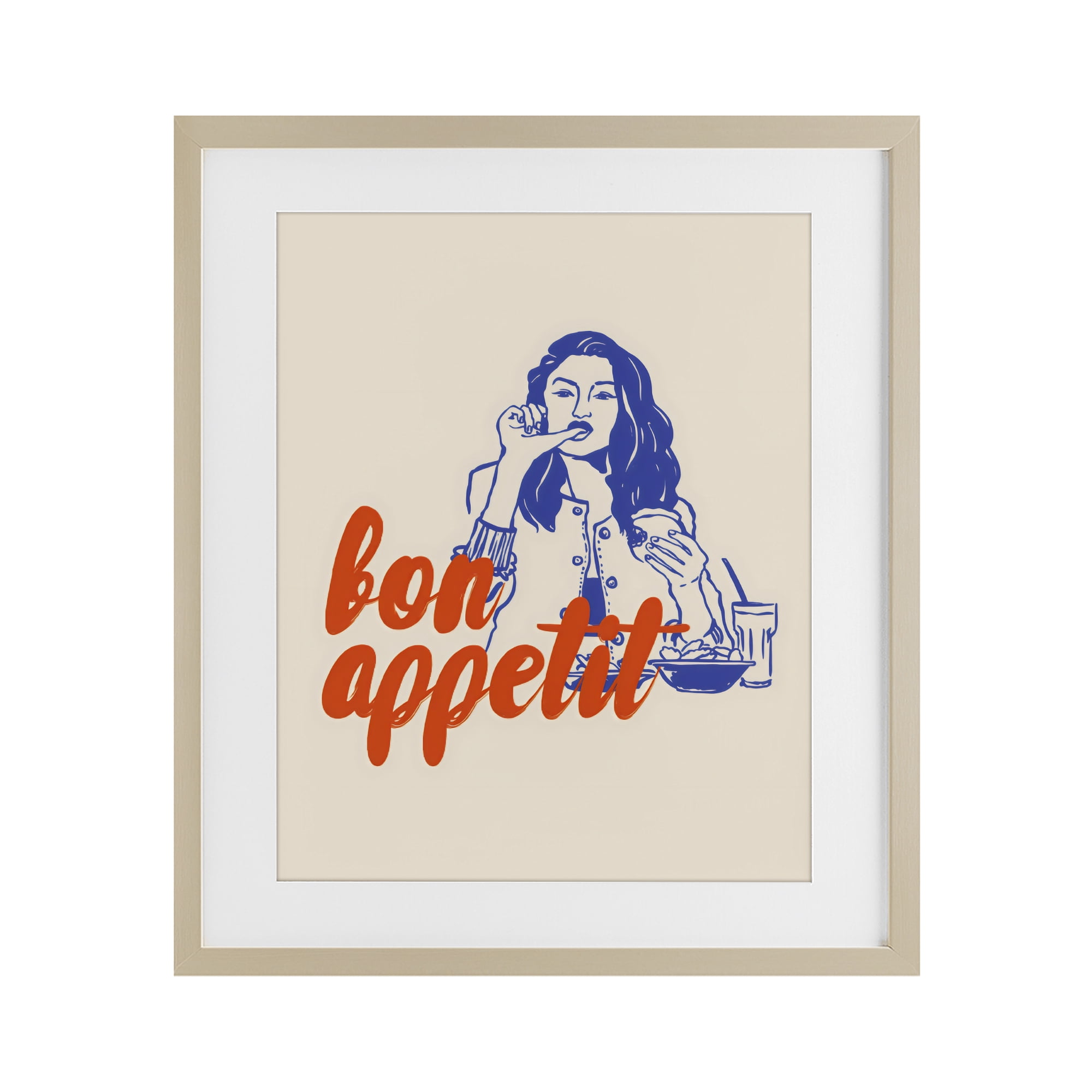 Stupell Industries Bon Appetit Woman Enjoying Meal Birch Framed Print Under Glass, design by The Prints Vibe