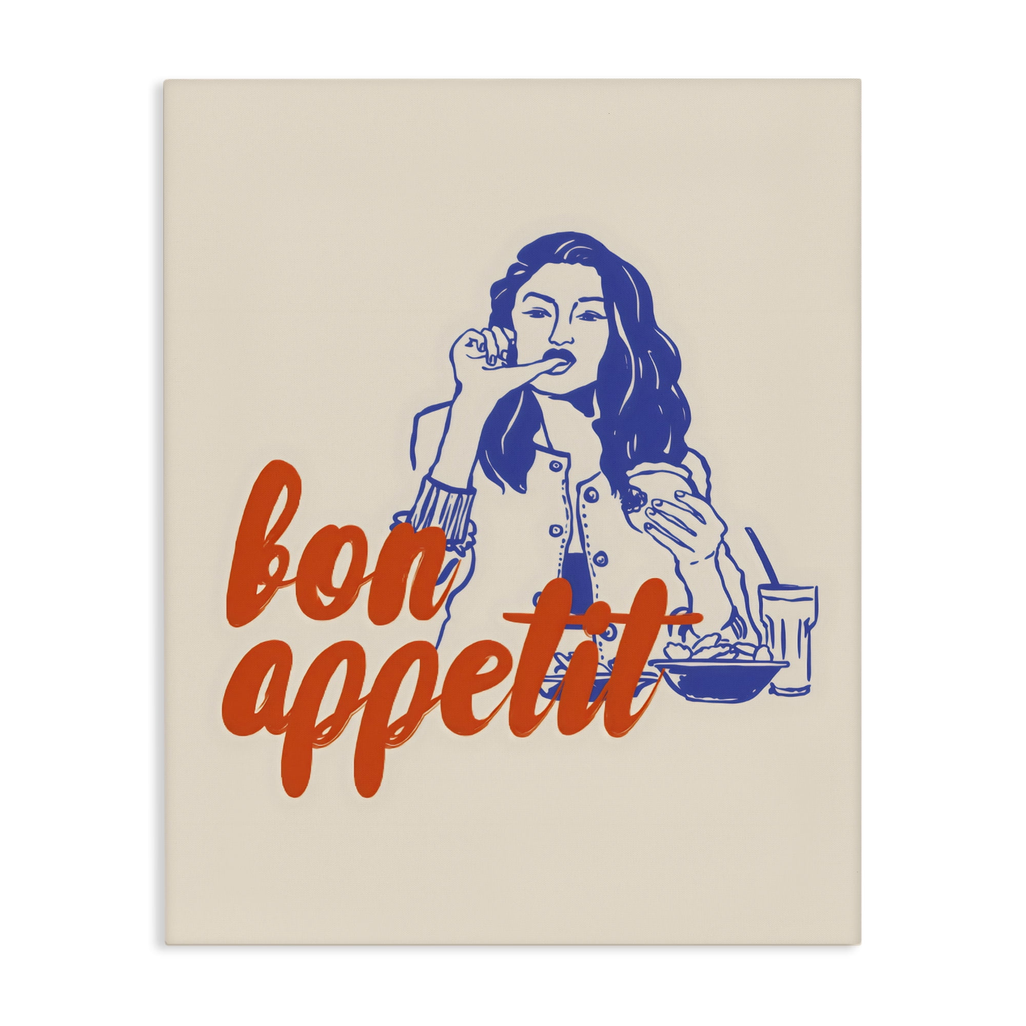 Stupell Industries Bon Appetit Woman Enjoying Meal Canvas Wall Art, design by The Prints Vibe