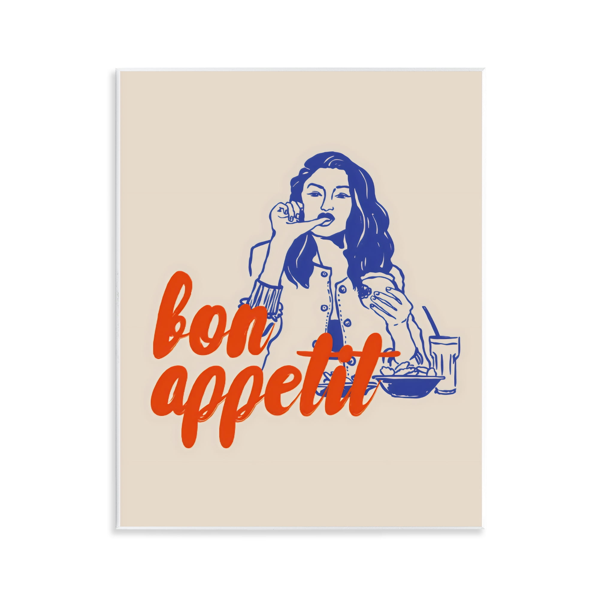 Stupell Industries Bon Appetit Woman Enjoying Meal Wall Plaque Art, design by The Prints Vibe
