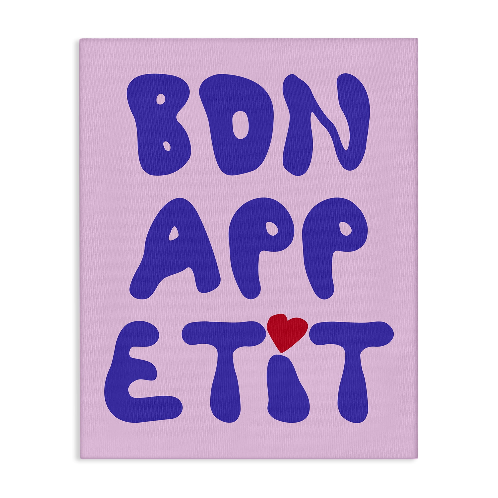 Stupell Industries Bon Appetit with Heart Food & Beverage Painting Wrapped Canvas Art Print Wall Art, 16 x 20