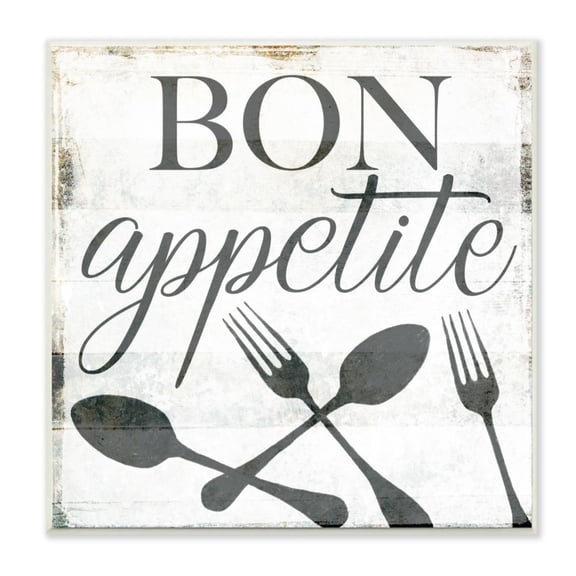 Stupell Industries Bon Appetite Rustic Charm Quote Fork Spoon Design by Milli Villa