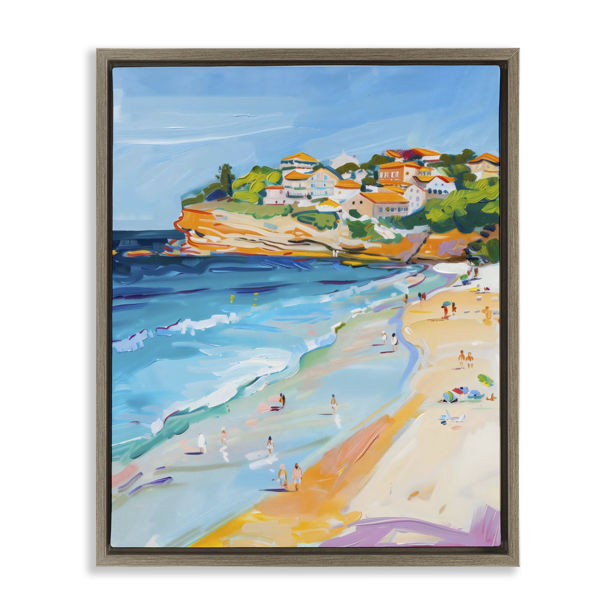 Stupell Industries Bondi Beach Cove Brown Framed Floater Canvas Wall Art, design by The Prints Vibe