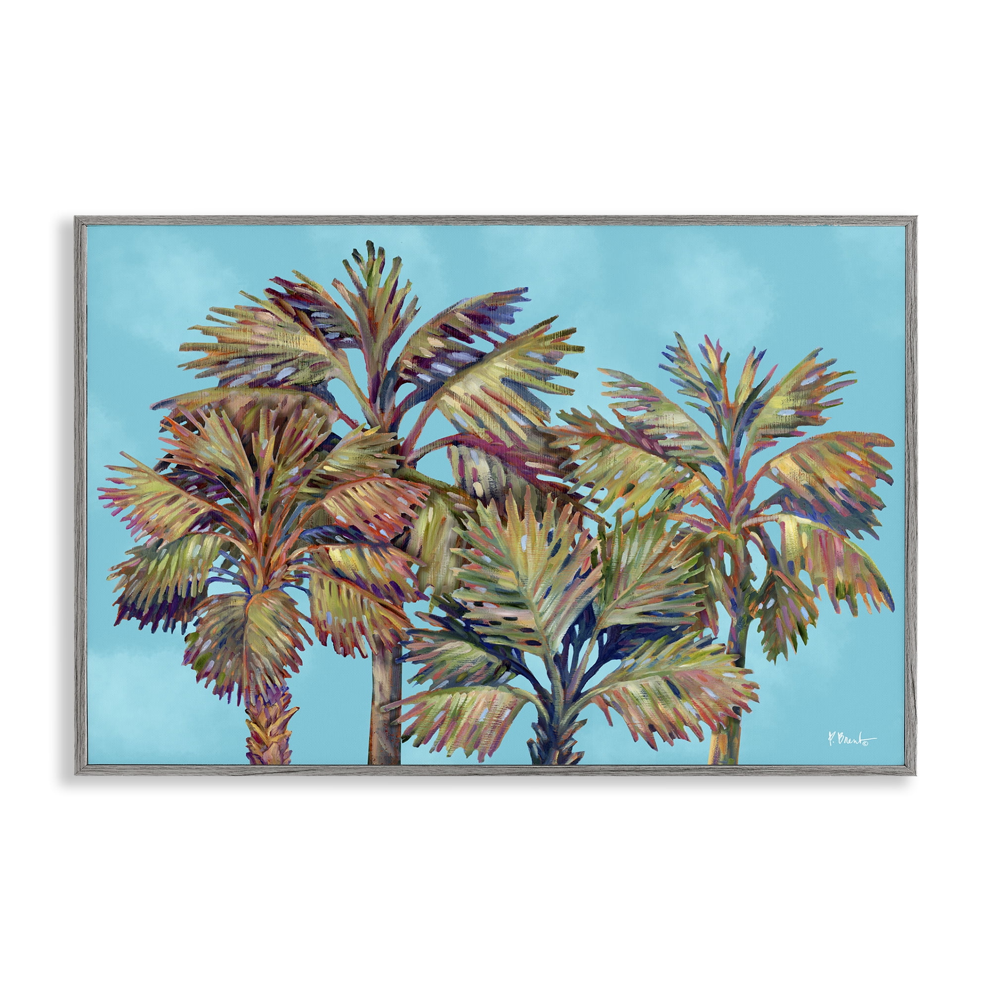 Stupell Industries Bondi Beach Palms Plants & Flowers Painting Gray Framed Art Print Wall Art, 18 x 12