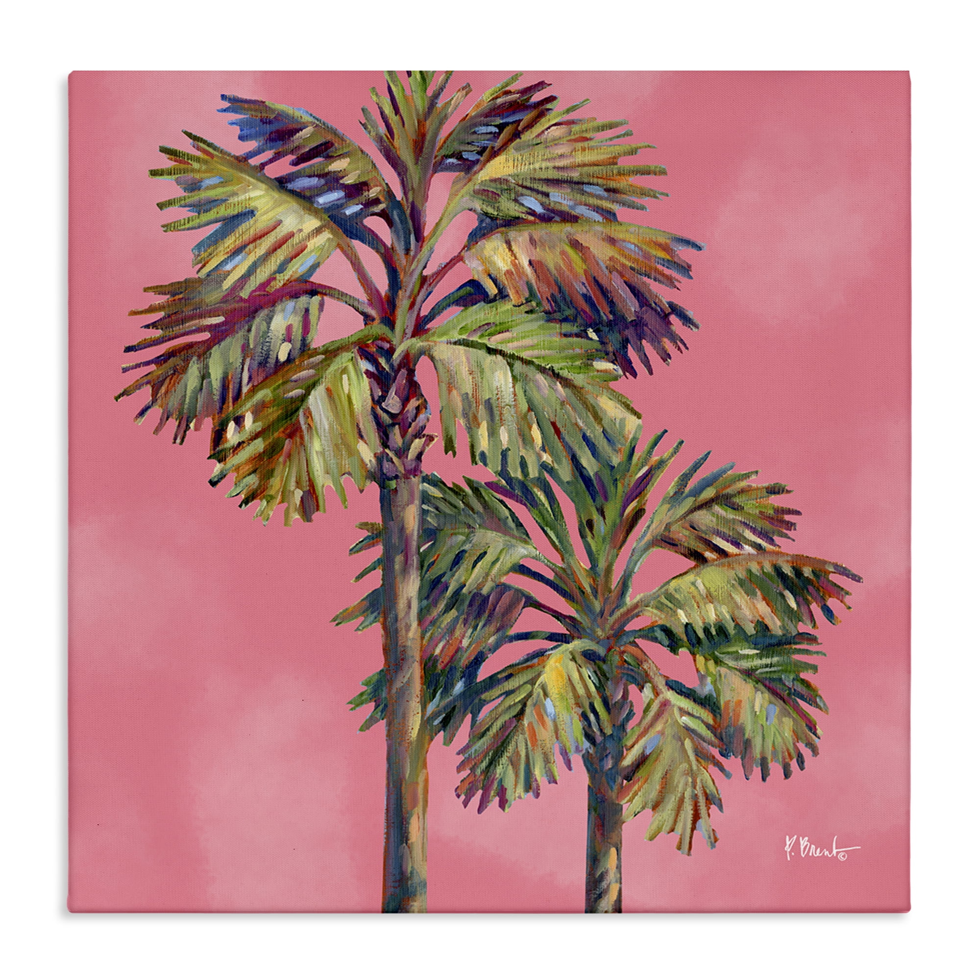 Stupell Industries Bondi Palms on Pink Plants & Flowers Painting Wrapped Canvas Art Print Wall Art, 24 x 24
