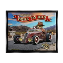 Stupell Industries Bone to Run Dogs Transportation Painting Black Floater Framed Canvas Art Print Wall Art, 21 x 17