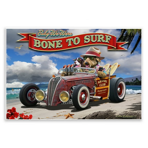 Stupell Industries Bone to Surf Dogs Transportation Painting Unframed Art Print Wall Art, 15 x 10