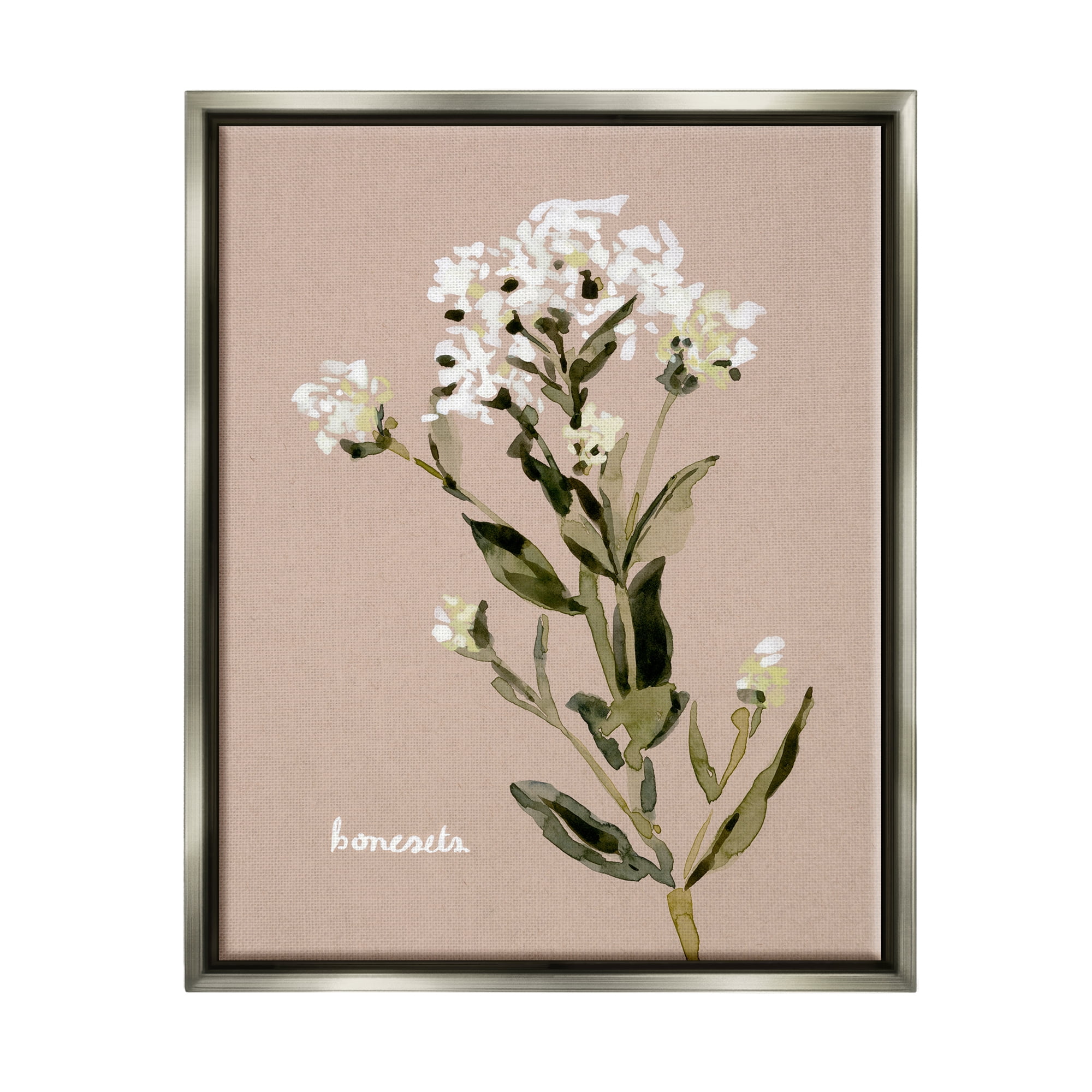 Stupell Industries Boneset Flower Sprig Nature Botanical & Floral Painting Gray Floater Framed Art Print Wall Art