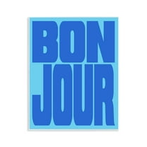 Stupell Industries Bonjour Blue Tones Quotes and Sayings Painting Unframed Art Print Wall Art, 11 x 14