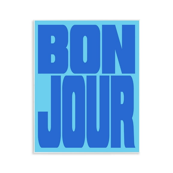 Stupell Industries Bonjour Blue Tones Quotes and Sayings Painting Unframed Art Print Wall Art, 11 x 14