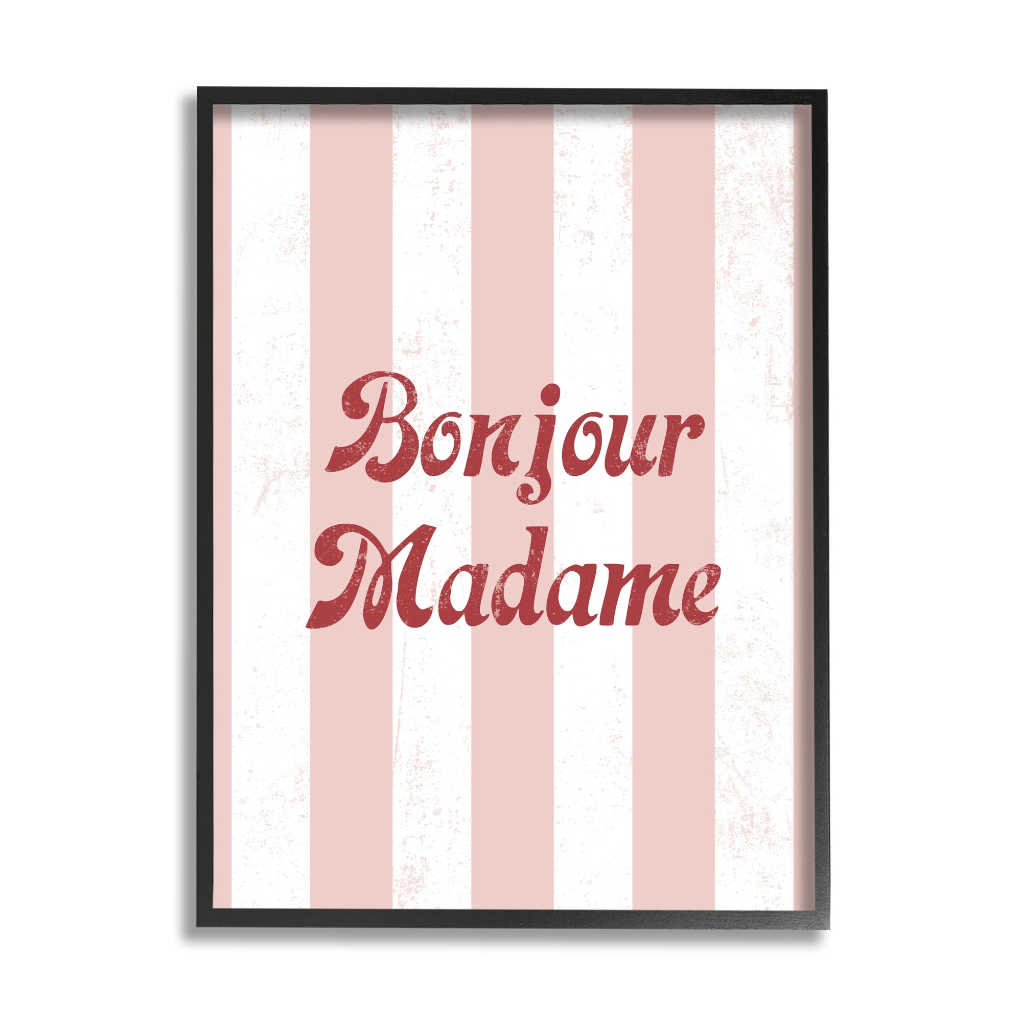 Stupell Industries Bonjour Madame Phrase Parisian Pink Stripe Pattern, 24 x 30, Design by Daphne Polselli