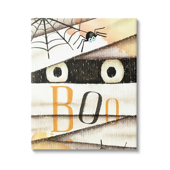 Stupell Industries Boo Creepy Eyes Peeking Holiday Painting Gallery Wrapped Canvas Print Wall Art
