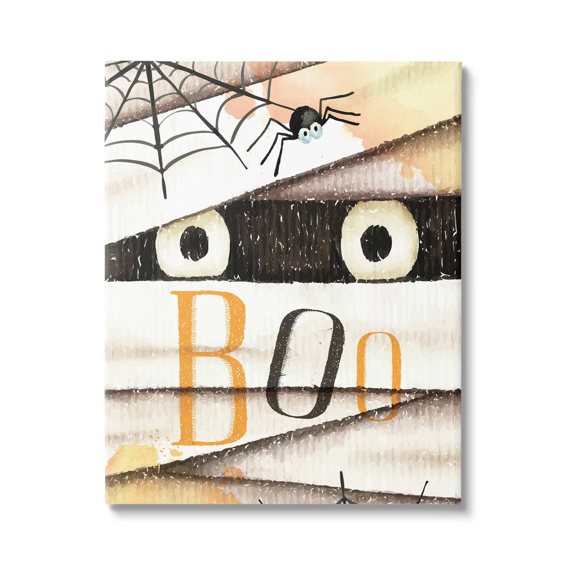 Stupell Industries Boo Creepy Eyes Peeking Holiday Painting Gallery Wrapped Canvas Print Wall Art