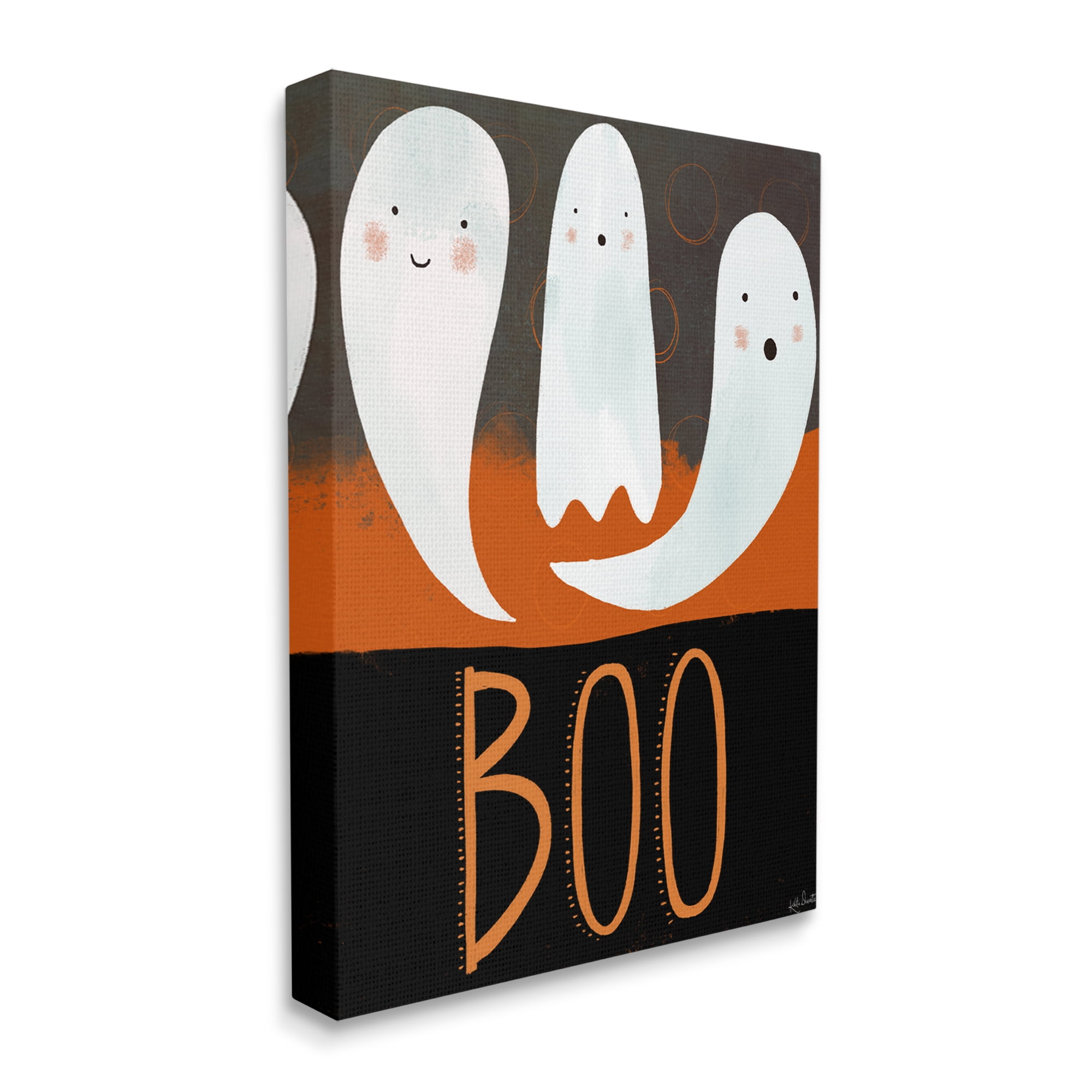 Stupell Industries Boo Halloween Festive Phrase Whimsical Happy Ghosts, 16 x 20, Designed by Katie Doucette