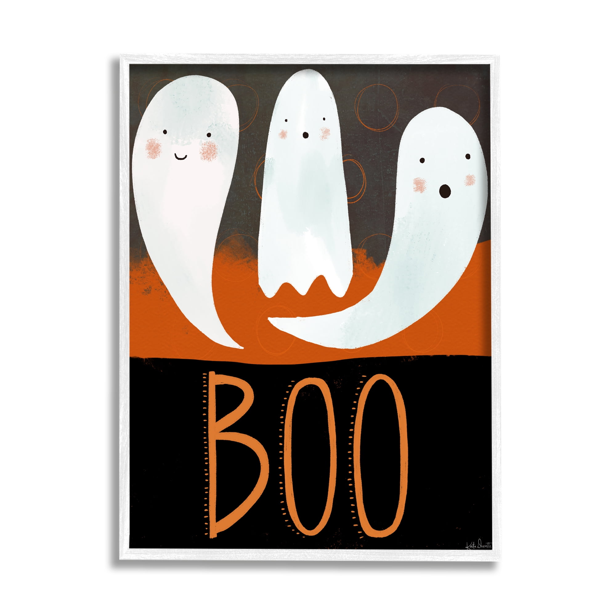 Stupell Industries Boo Halloween Festive Phrase Whimsical Happy Ghosts, 16 x 20, Designed by Katie Doucette