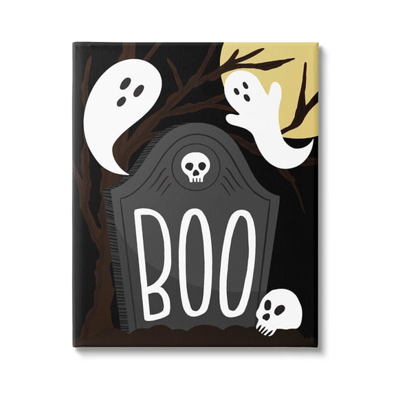 Stupell Industries Boo Haunted Night Gravestone Graphic Art Gallery Wrapped Canvas Print Wall Art, Design by Hey Bre! Creative Studio
