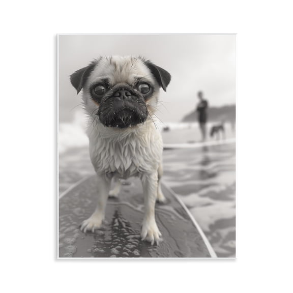Stupell Industries Boogie Pug Surfing Animals Photography Unframed Art Print Wall Art, 11 x 14