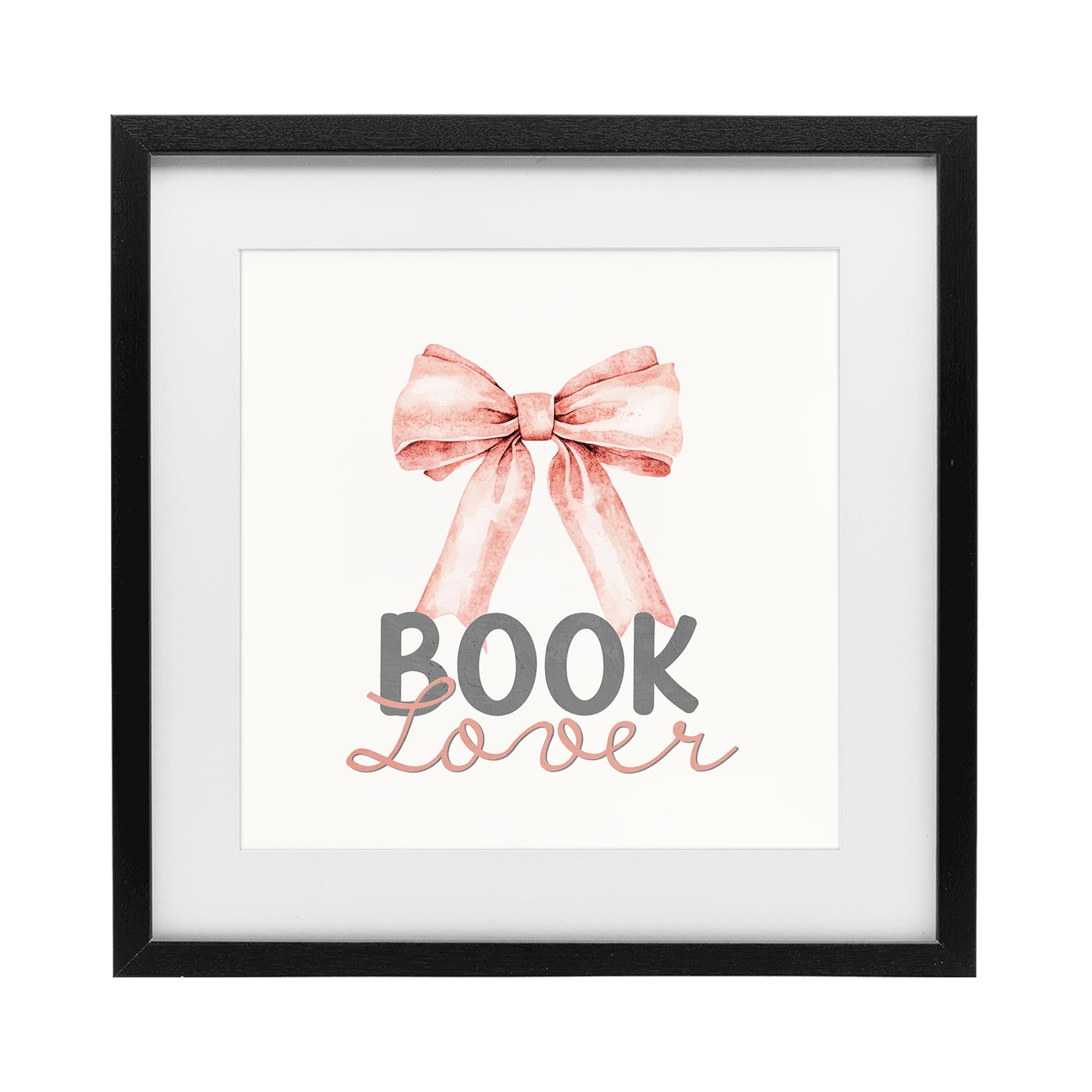 Stupell Industries Book Lover Pink Bow Black Framed Print Under Glass, design by Kim Allen