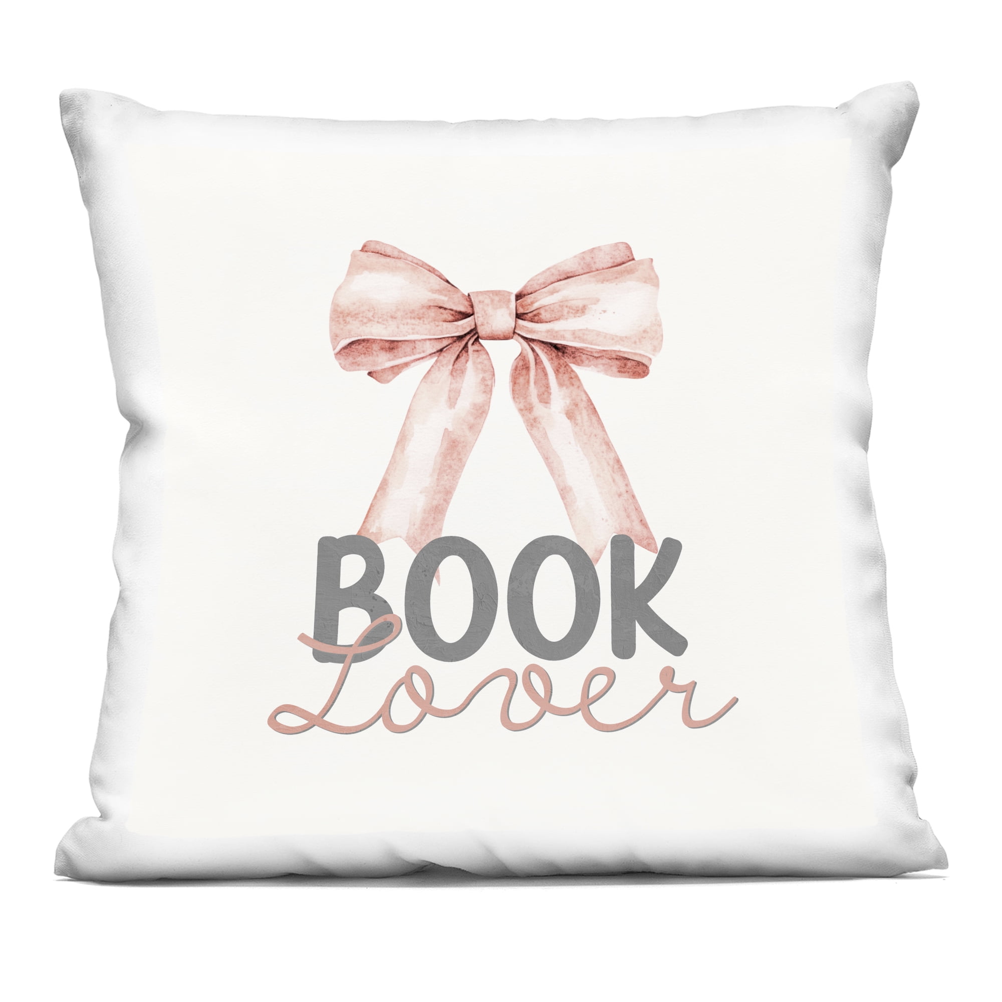 Stupell Industries Book Lover Pink Bow Decorative Printed Throw Pillow, design by Kim Allen, 18 x 7 x 18
