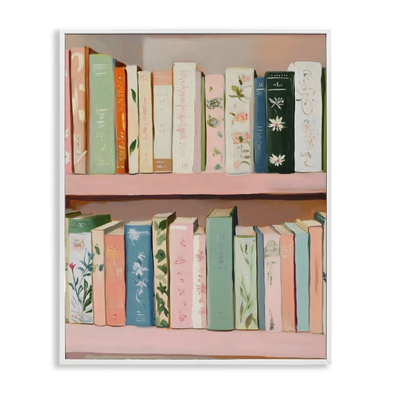 Stupell Industries Glam Book Lover's Pastel Shelf White Framed Giclee Art, 24 x 30, by The Prints Vibe