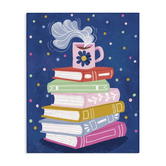 Stupell Industries Contemporary Book Stack & Cozy Mug Canvas Art, 30 x 40, by Vanessa Stoilova