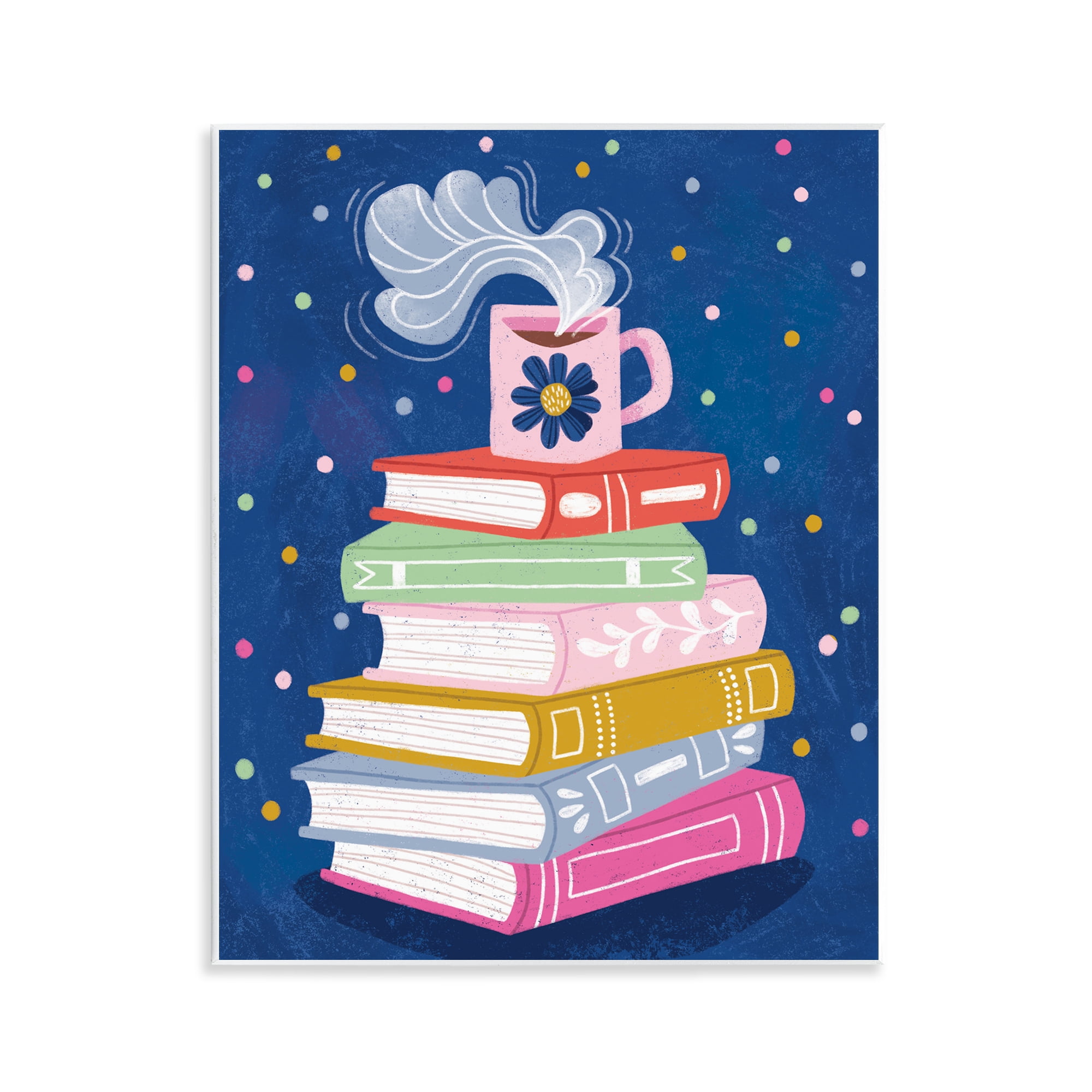 Stupell Industries Book Stack & Cozy Mug Wall Plaque Art, design by Vanessa Stoilova
