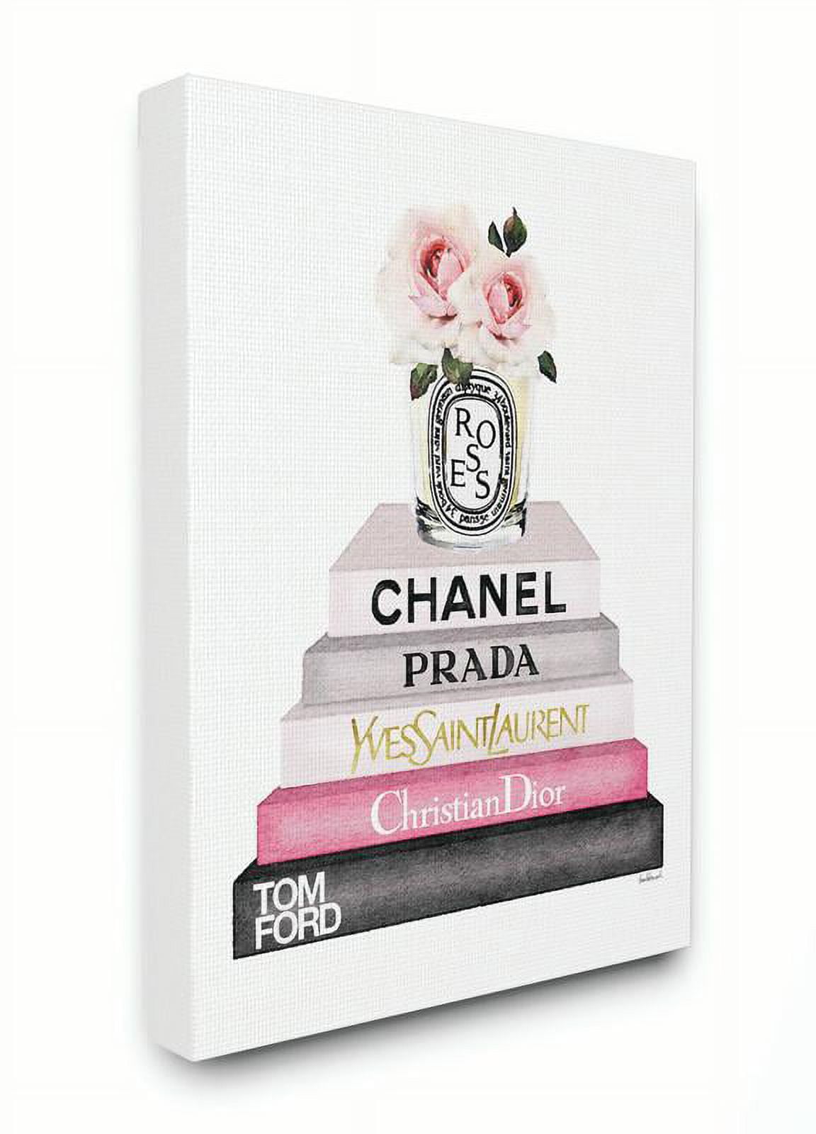 Stupell Industries Book Stack Fashion Candle Pink Rose Canvas Wall Art by Amanda  Greenwood 