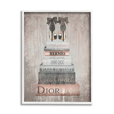 Stupell Industries Book Stack Heels Metallic Pink, 11 x 14,Design by Amanda Greenwood