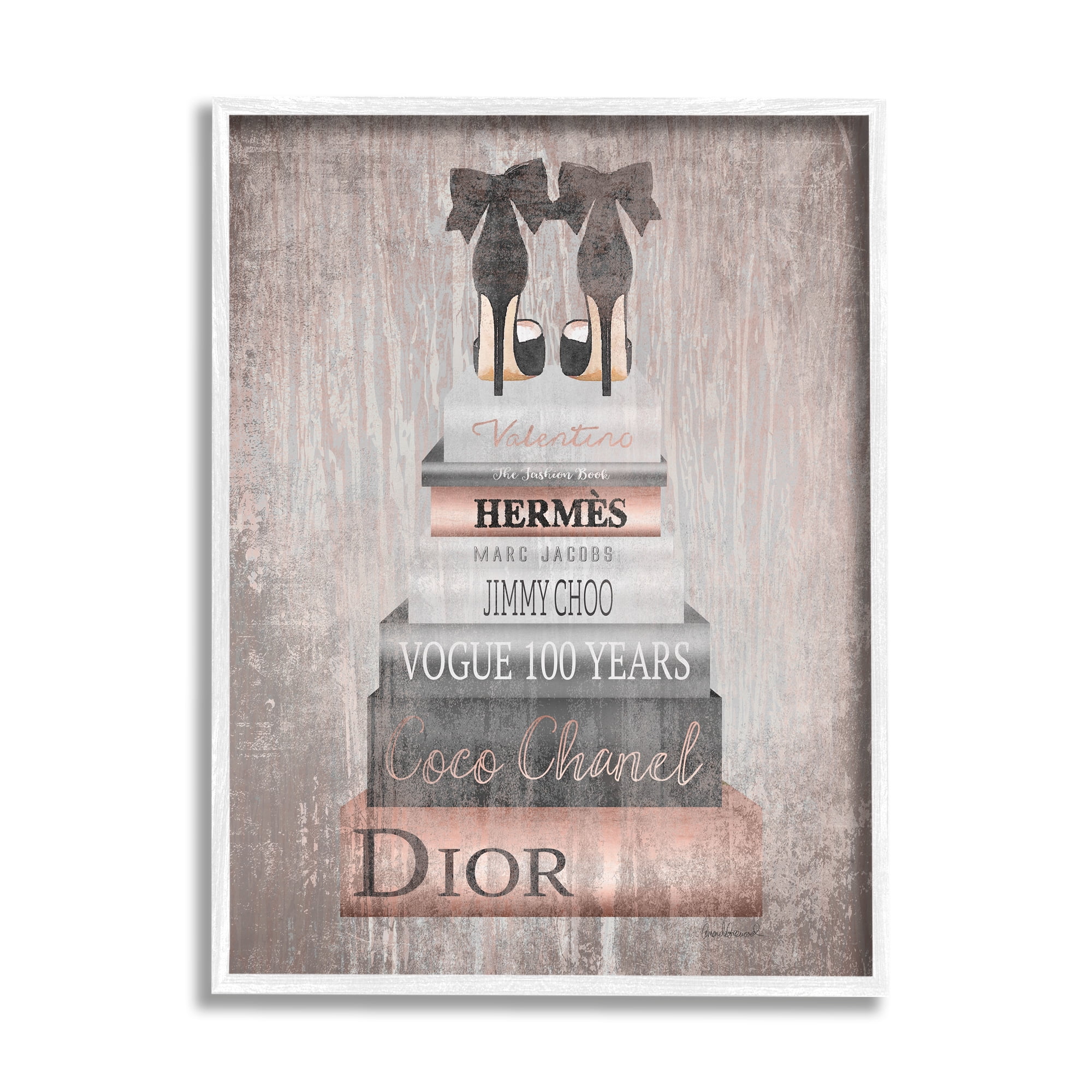 Stupell Industries Book Stack Heels Metallic Pink, 24 x 30,Design by Amanda Greenwood