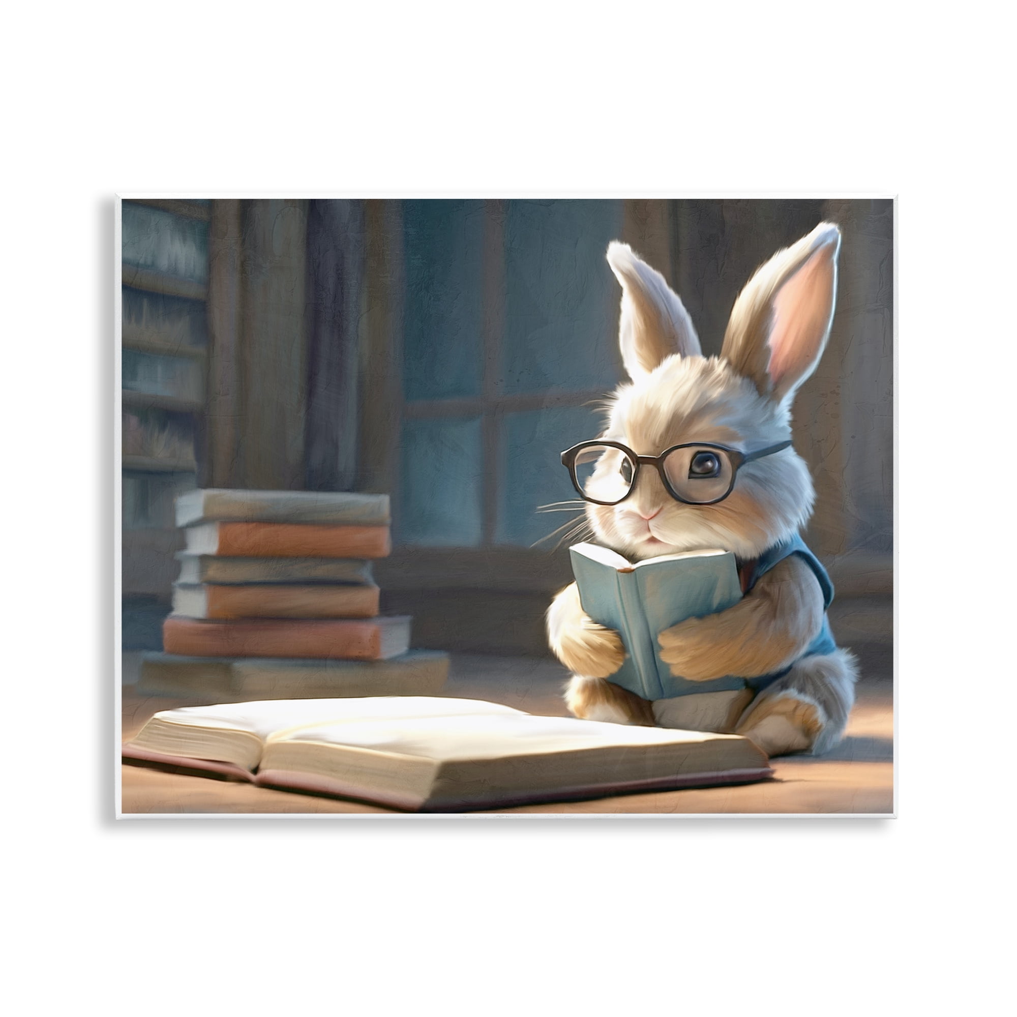 Stupell Industries Bookish Bunny at Desk Wall Plaque Art, design by Kim Allen