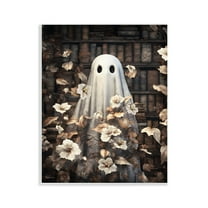 Stupell Industries Bookish Ghost & Flowers Holiday Painting Unframed Art Print Wall Art, 11 x 14