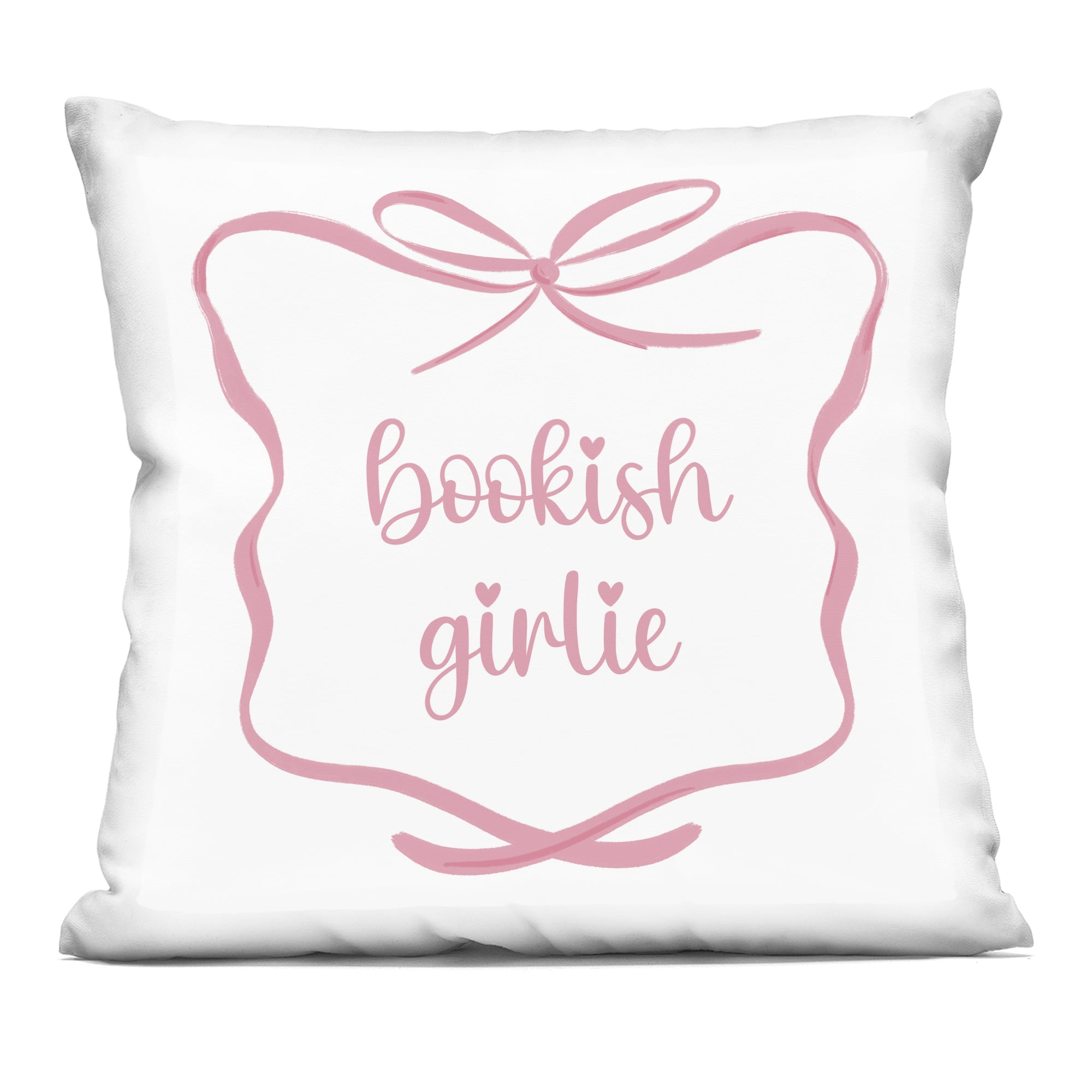 Stupell Industries Bookish Girlie Pink Bow Decorative Printed Throw Pillow, design by Lucille Price