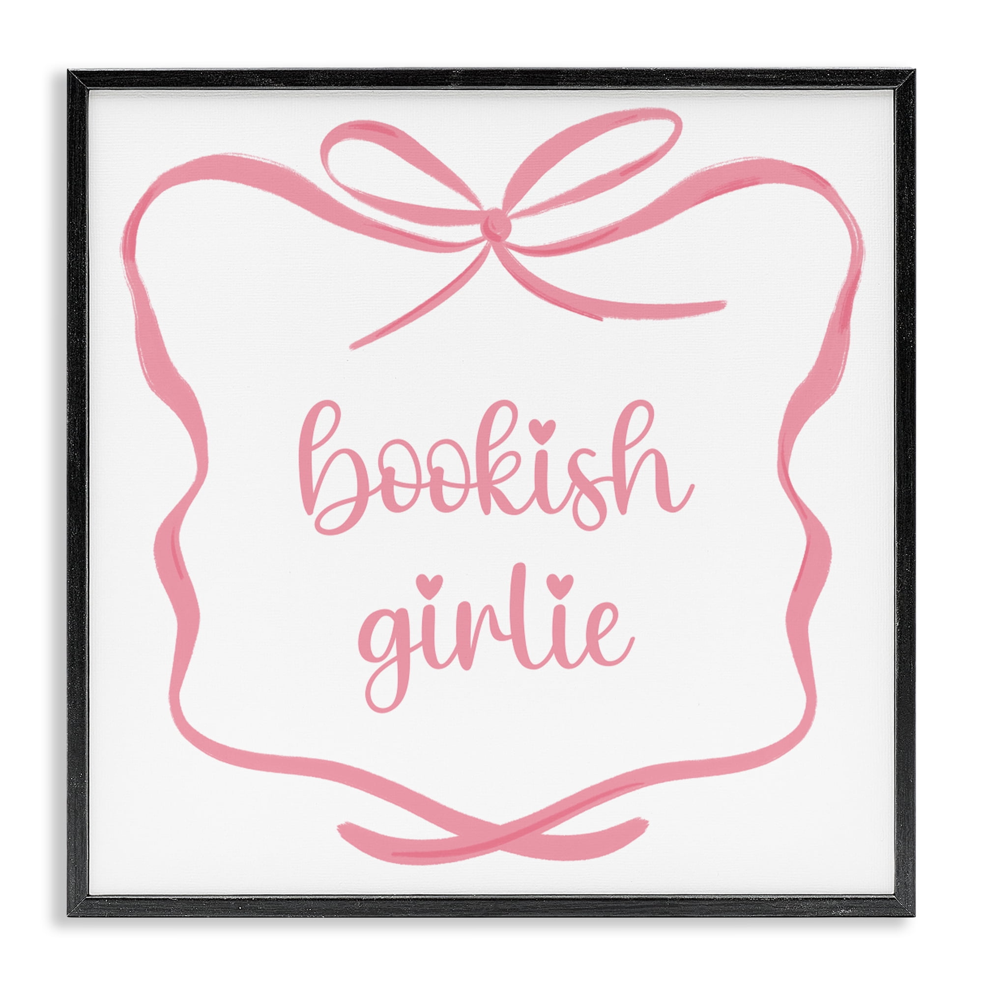 Stupell Industries Bookish Girlie with Bow Black Framed Giclee Art, design by Lucille Price