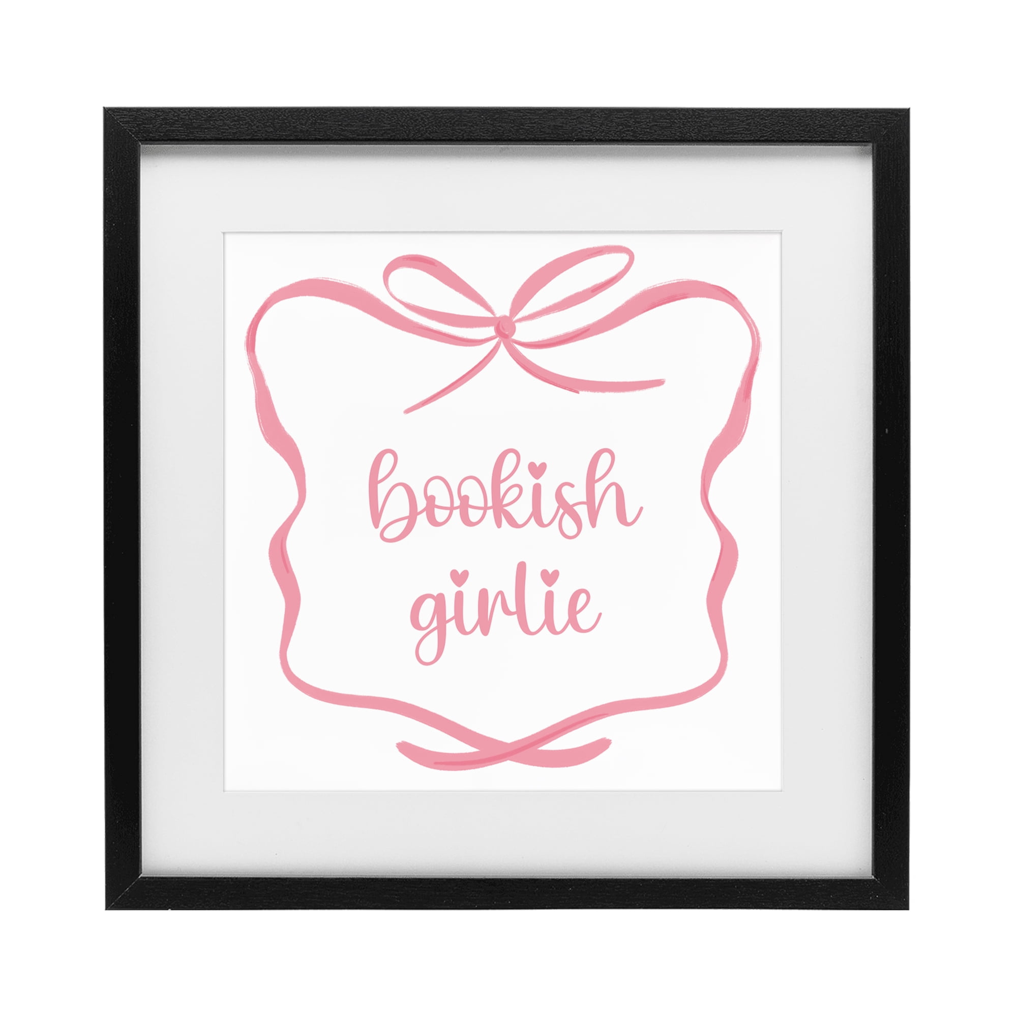 Stupell Industries Bookish Girlie with Bow Black Framed Print Under Glass, design by Lucille Price
