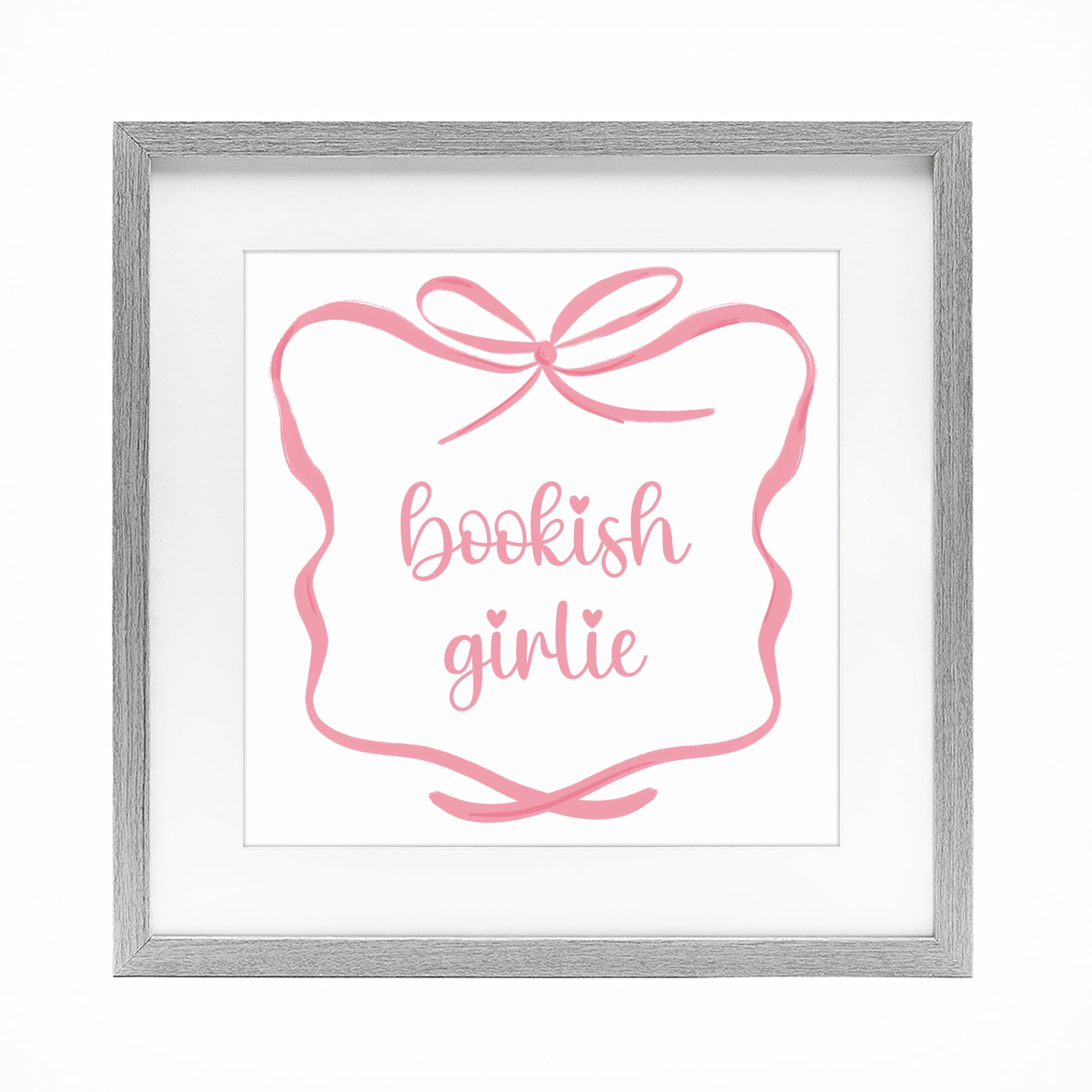 Stupell Industries Bookish Girlie with Bow Gray Framed Print Under Glass, design by Lucille Price