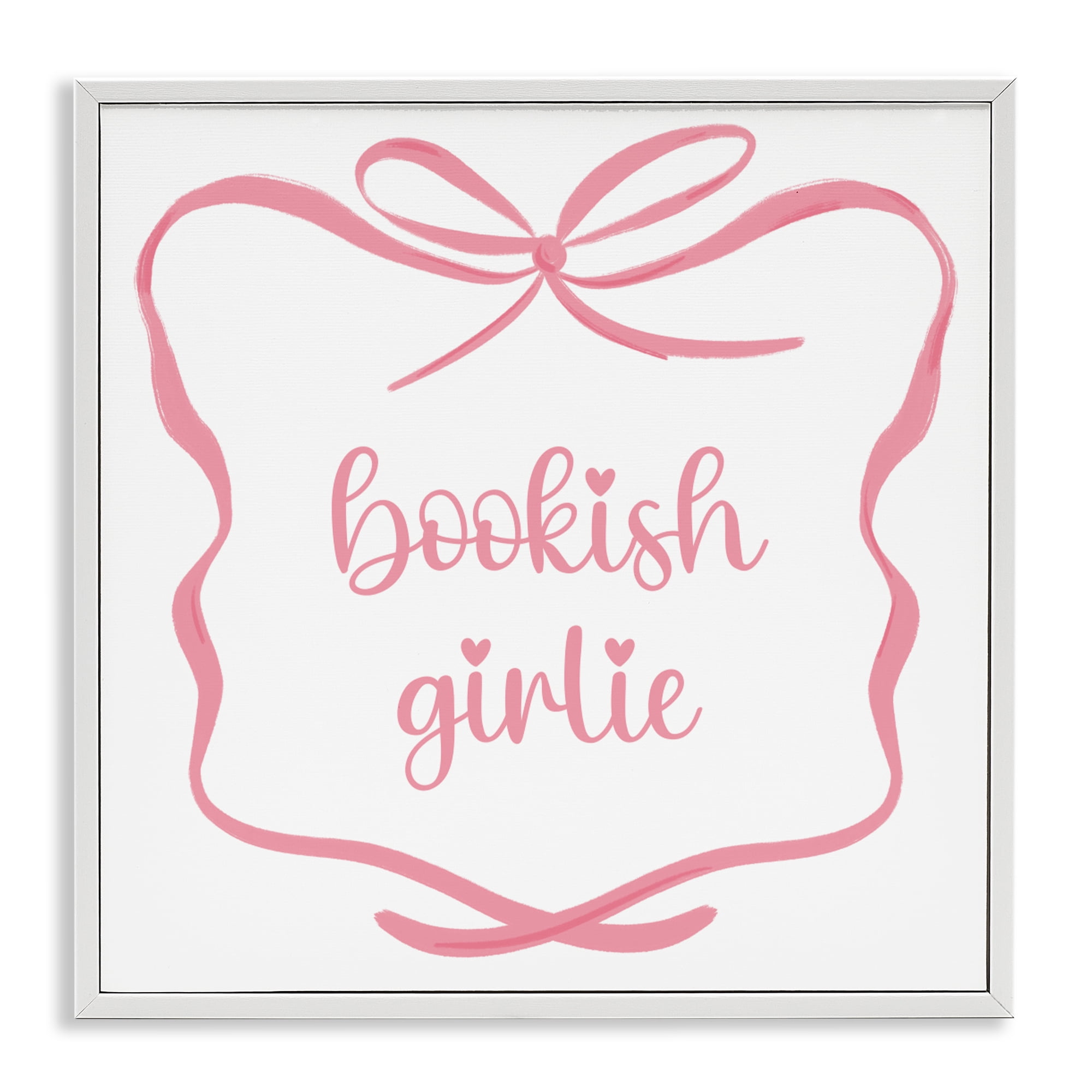 Stupell Industries Bookish Girlie with Bow White Framed Giclee Art, design by Lucille Price
