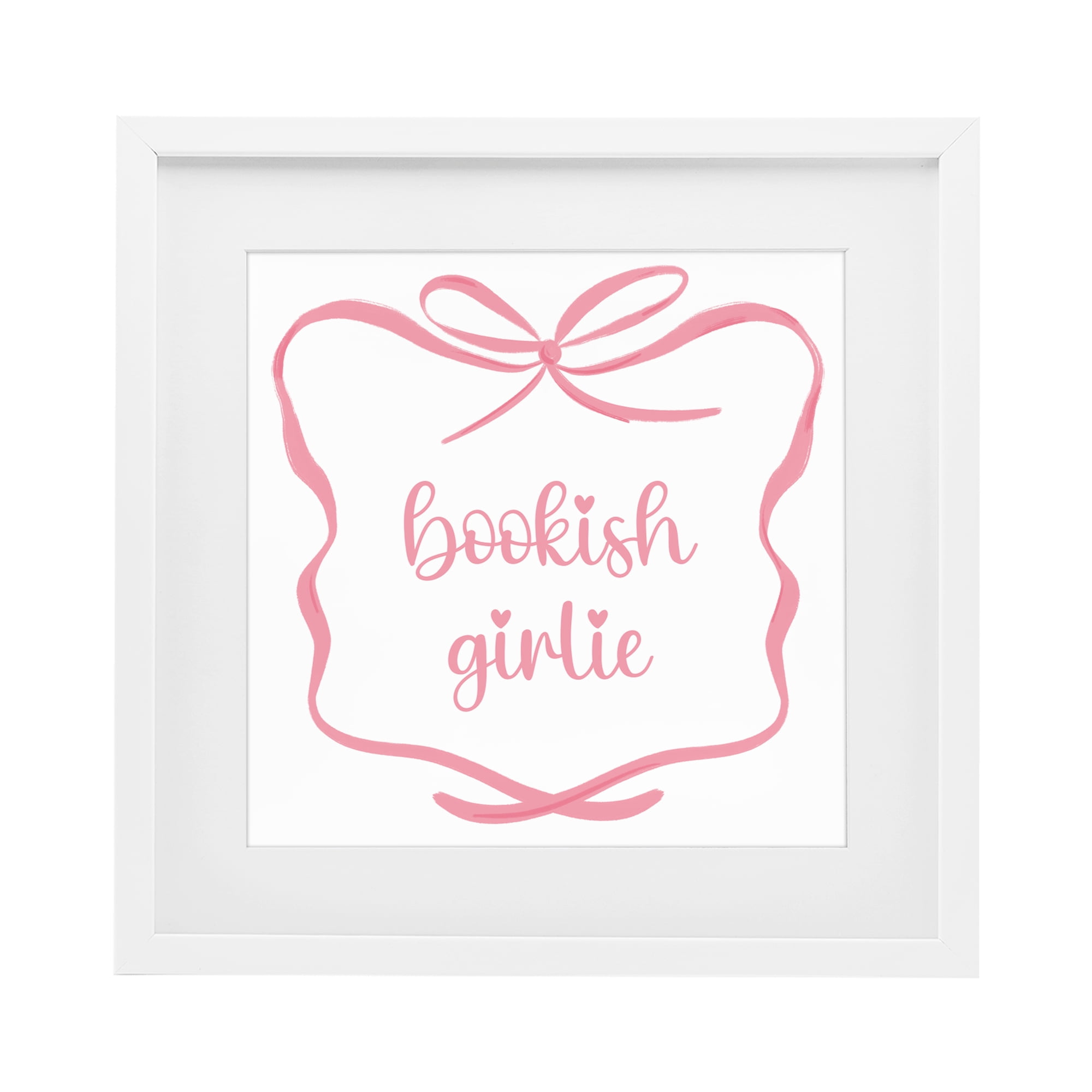 Stupell Industries Bookish Girlie with Bow White Framed Print Under Glass, design by Lucille Price
