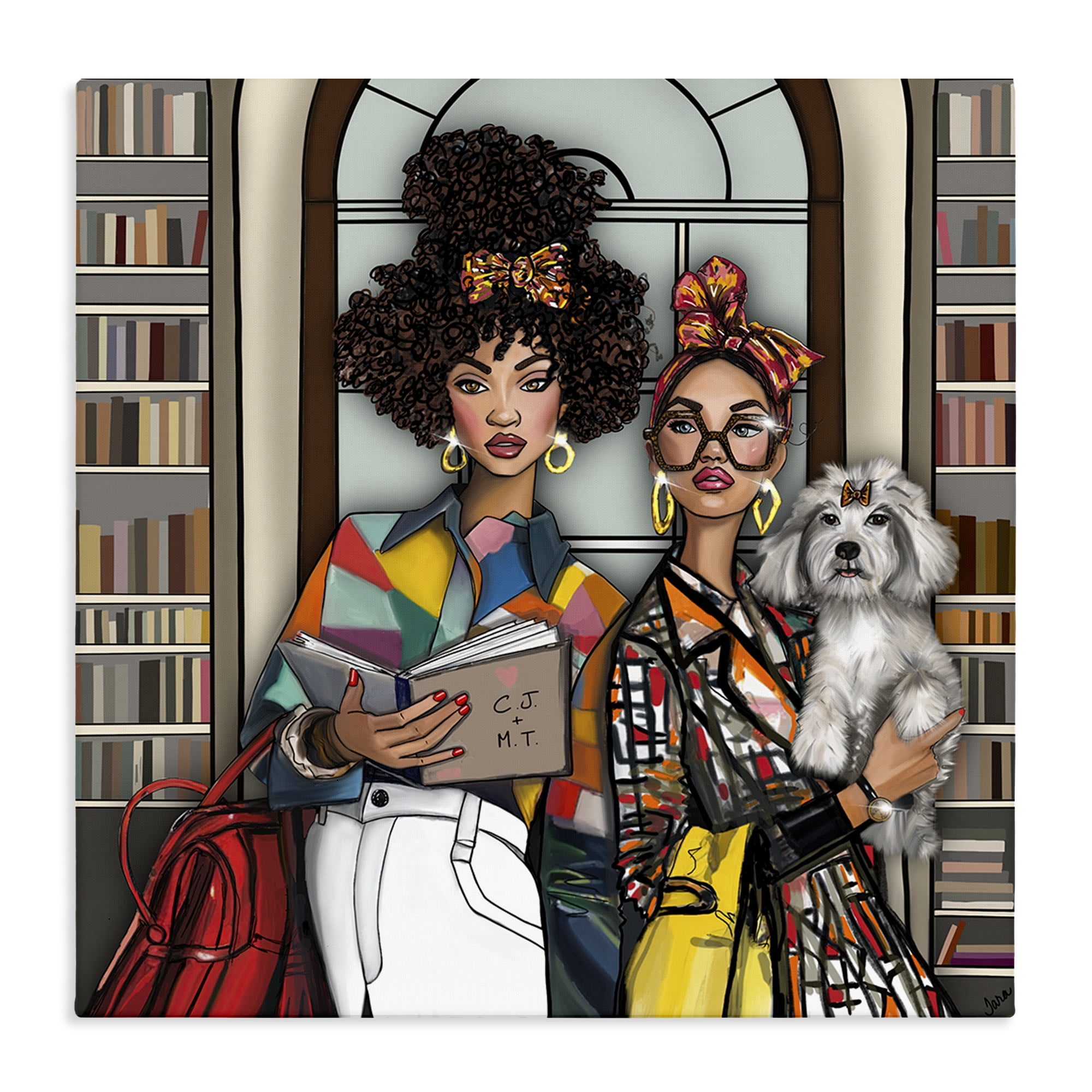 Stupell Industries Bookish Girls at Library Canvas Wall Art, design by Tara Boone