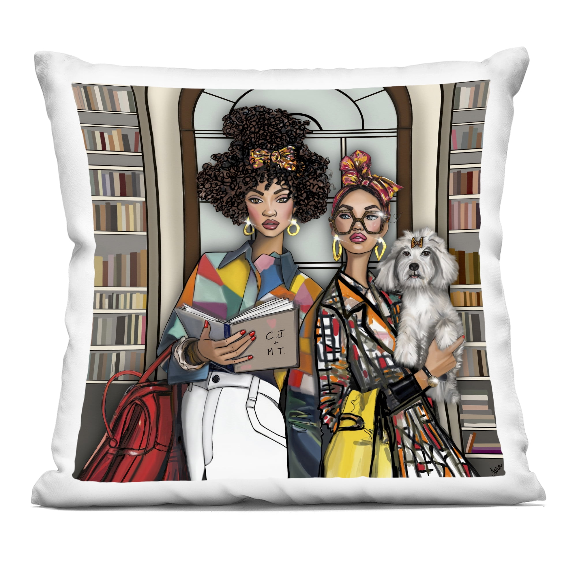 Stupell Industries Bookish Girls at Library Decorative Printed Throw Pillow, design by Tara Boone, 18 x 7 x 18