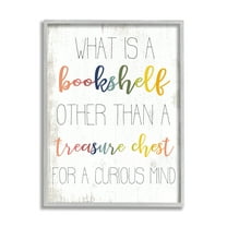 Stupell Industries Bookshelf Treasure Chest Rainbow Word Design, 11 x 14,Design by Daphne Polselli