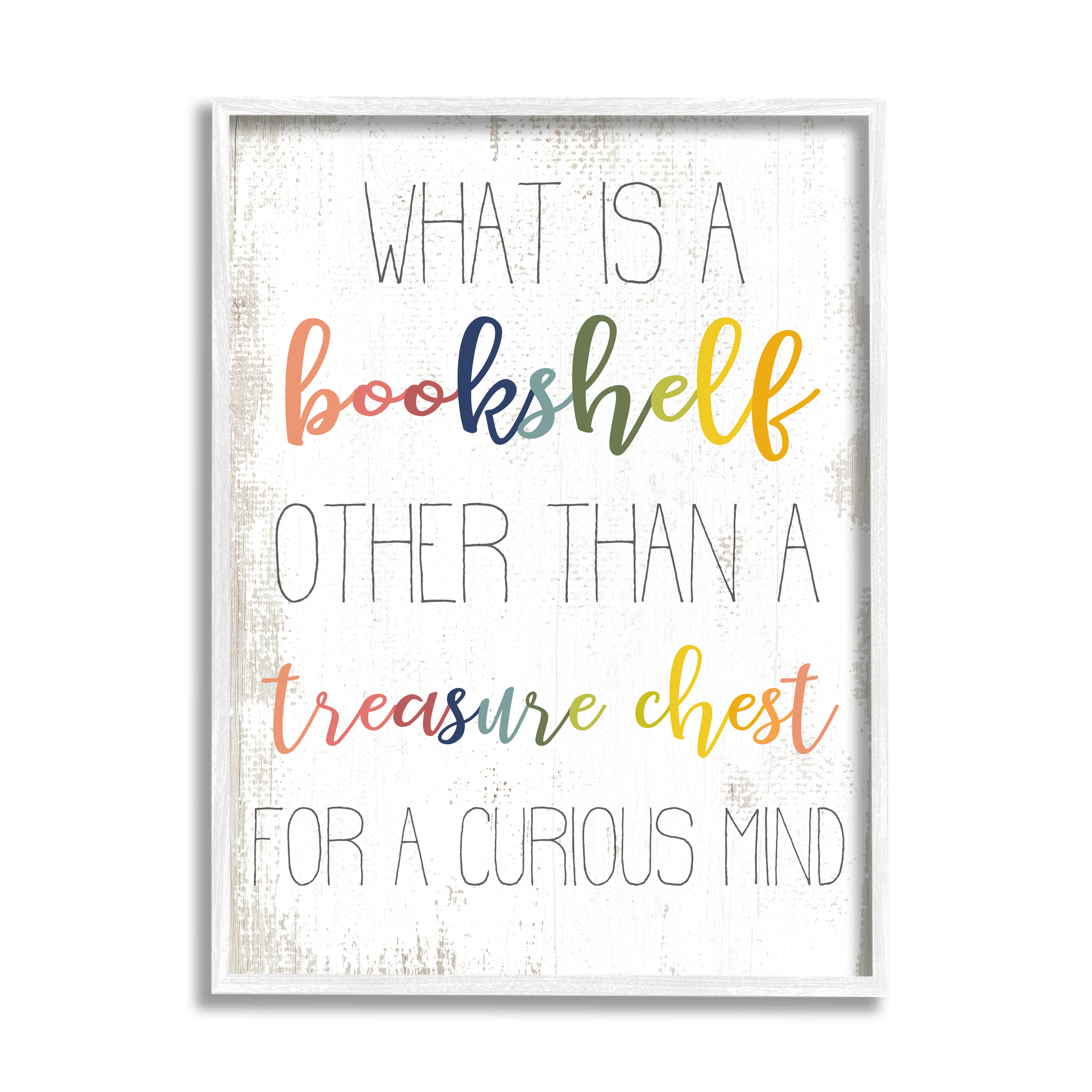 Stupell Industries Bookshelf Treasure Chest Rainbow Word Design, 11 x 14,Design by Daphne Polselli