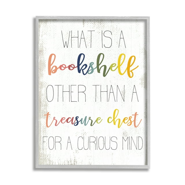 Stupell Industries Bookshelf Treasure Chest Rainbow Word Design, 16 x 20,Design by Daphne Polselli